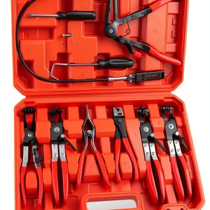 Jiouxip GSQ003 Red Hose Clamp Pliers Set 9PC Mechanical Tool Kit-0