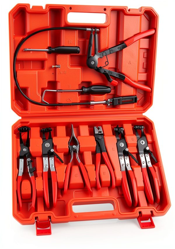 Jiouxip GSQ003 Red Hose Clamp Pliers Set 9PC Mechanical Tool Kit-0