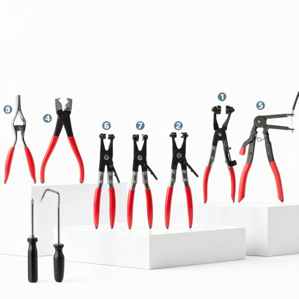 Jiouxip GSQ003 Red Hose Clamp Pliers Set 9PC Mechanical Tool Kit-1
