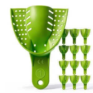 LA MIERE Dental Impression Trays Large Upper, Autoclavable Perforated Impression Tray Set (Bag of 12) #1-0