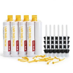 E&E Light Body Fast Set – 4 x 50ml Cartridges + 24 Mixing Tips + 24 Intraoral Tips – 40 Sec Working Time, 2 Min Setting Time – Fast, Precise Material-0