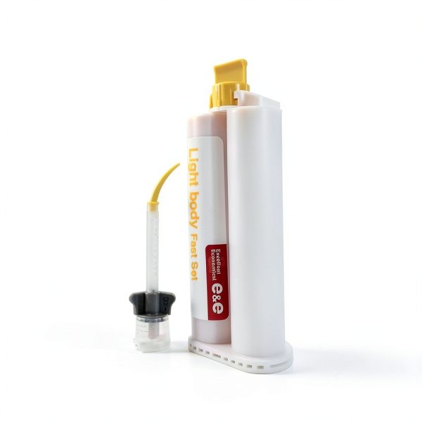 E&E Light Body Fast Set – 4 x 50ml Cartridges + 24 Mixing Tips + 24 Intraoral Tips – 40 Sec Working Time, 2 Min Setting Time – Fast, Precise Material-1